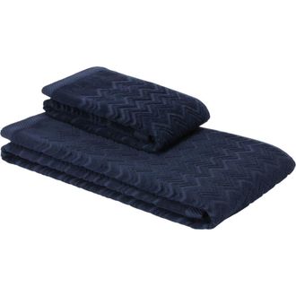 Missoni Home Chalk 2-piece Bath Towel Set In Cotton Terry With Zigzag Pattern in Blue at Nordstrom