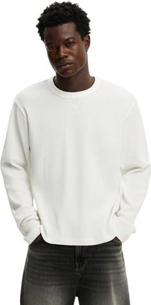 Cotton On Mens Cropped Fit Textured Long Sleeve in Vintage White Waffle at Nordstrom, Size Xx-Large