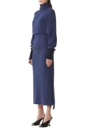 Lanvin Wool And Cashmere Midi Dress in Indigo at Nordstrom, Size X-Small
