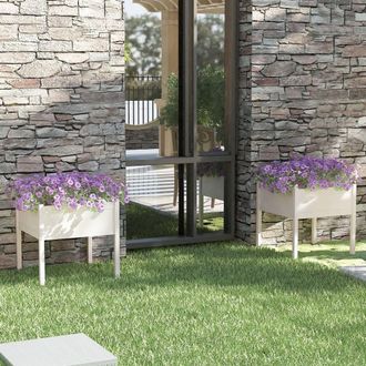 vidaXL Vidaxl - Jardineras 2 Uds Madera Maciza De Pino Blanco 70x70x70 Cm