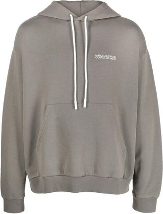 Marcelo Burlon Tempera cross-print pullover hoodie - men - Cotton - S - Green