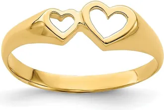 Diamond2Deal 14k Yellow Gold Double Heart Cut-Out Ring