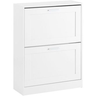 SoBuy SoBuy Scarpiera Salvaspazio Slim Scarpiera Ingresso a 2 Ribalte - Design Compatto Moderno + Capacit&agrave; 12 Paia + Adatta a Corridoi Stretti - Bianco