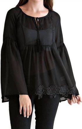 Entro Bell & Tassel Lace Tunic Top In Black