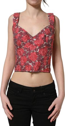 Dolce & Gabbana Womens Multicolor Floral Cropped Bustier Tank Top
