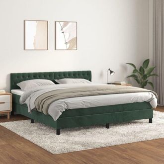vidaXL Vidaxl - Cama Box Spring Con Colch&oacute;n Terciopelo Verde Oscuro 180x200 Cm