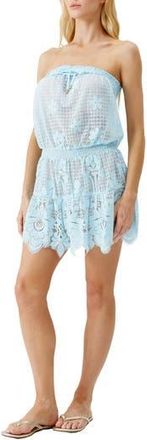 Melissa Odabash Isla Strapless Lace Cover-Up Minidress in Sky at Nordstrom Rack, Size X-Small