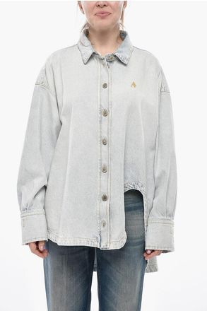 The Attico Light Wash Denim Shirt With Asymmetric Design size 42