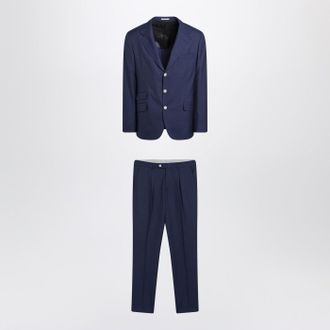 Brunello Cucinelli Brunello Cucinelli Blue Single Breasted Wool Suit