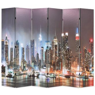 vidaXL Biombo Divisor Plegable 228x170 Cm Nueva York De Noche Vidaxl