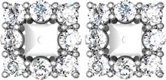 Pompeii3 7/8ct Diamond Halo Earring Princess Cut Studs Jackets 14K (2.5-3.5mm)