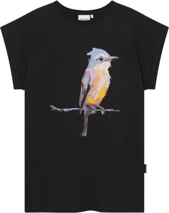 Dedicated T-Shirt Visby Painted Bird T-Shirt f&uuml;r Damen | schwarz