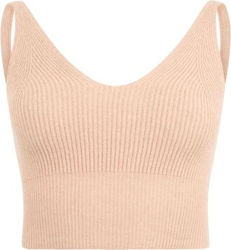 PESERICO Comfortabele en veelzijdige gebreide top. - Dames - Tops zonder mouwen - Roze - M - Wol - Tops