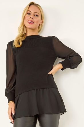 Roman Contrast Chiffon Knit Jumper