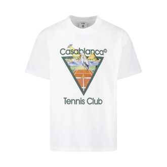 Casablanca Tennis Club print T-shirt - Heren - Tops - Wit - Maat: XL