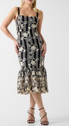 Marciano Florence Embroidered Sleeveless Midi Dress in Black Knit at Nordstrom, Size 10 Us