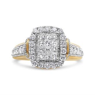 House of Brilliance 14K Yellow and White Gold 1.00 Cttw Diamond Cluster Ring at Nordstrom, Size 8