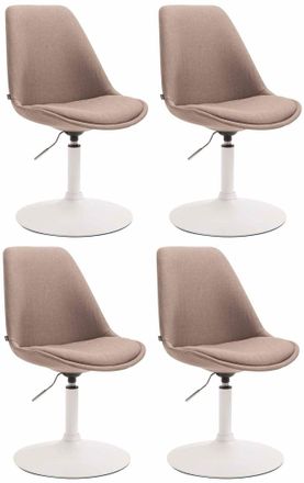 Clp Clp - Set De 4 Sillas De Comedor Maverick En Tela Gris Topo Blanco
