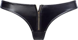 Lascana Womens Faux Leather Zip Thong in Black at Nordstrom, Size 10