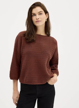 Contemporaine Womens 3/4-sleeve openwork crocheted sweater