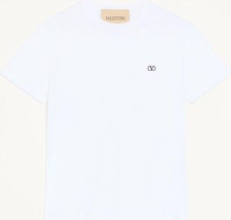 Valentino Valentino Cotton T-Shirt with VLogo Embroidery Man WHITE 3XL