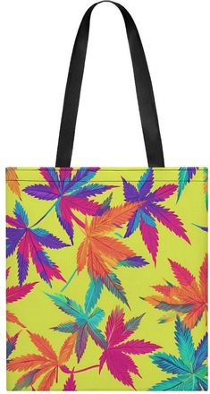 Generic Colorful Weeds Rainbow Womens Tote Casual Shopping Bag Lightweight Shoulder Bags Hobos Handbag for Work Travel Daily 35x40cm