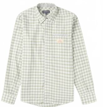 Amundsen & Scott Mens V-Bond Classic Shirt In Chequered Willow Green