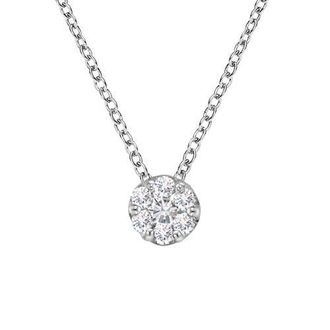 House of Brilliance 14K White Gold 1/4 Cttw Diamond 7 Stone Floral Cluster Pendant Necklace at Nordstrom