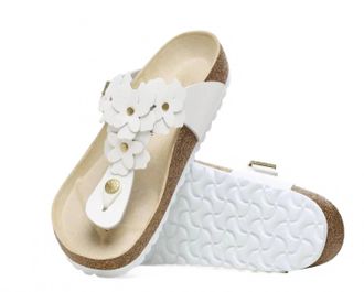 Birkenstock Womens Gizeh Flower Sandals In White