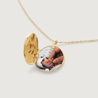Monica Vinader Gold MV Siren Round Locket Necklace