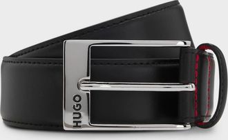 HUGO BOSS Mens HUGO Barney Mens Patent-Leather Belt with Red Lining - Black 001 - Size: W36