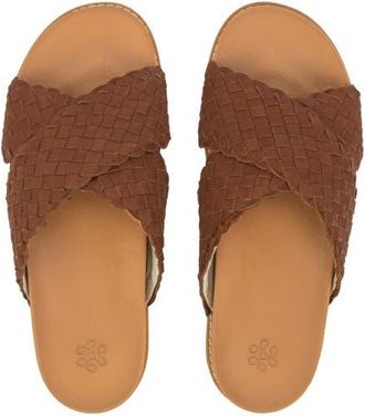 The Sak Penelope Leather Woven Slip On Sandal in Cognac Woven at Nordstrom, Size 10