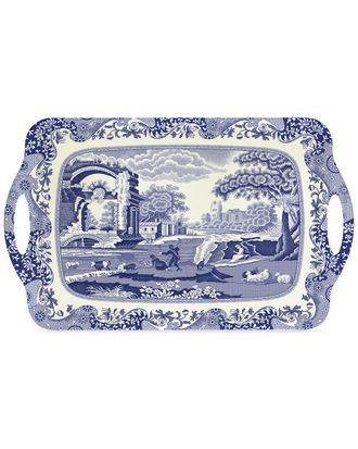 Spode 2 Qt Blue Italian Handled Serving Dish