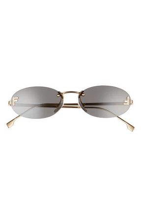 Fendi First 54mm Oval Sunglasses in Shiny Endura Gold /Smoke at Nordstrom