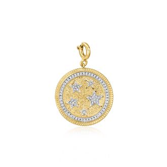 Ross-Simons Diamond Stars Medallion Charm in 18kt Gold Over Sterling