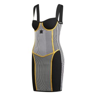 adidas Originals ADIDAS Originals Womens Knit Sweetheart Neck Mini Corsetry Dress in Black - Size 8 UK