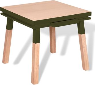 Mon Petit Meuble Français Mesita de cocina cuadrada con 1 cajón 80 cm, fresno maciza