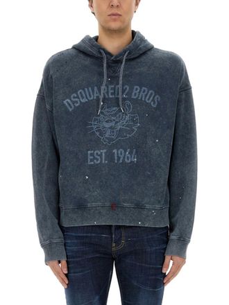 Dsquared2 Blue Graphic Hood Sweatshirt