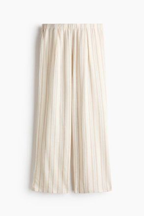 H&M Wide Linen-blend Trousers in White/striped at Nordstrom, Size Xx-Large