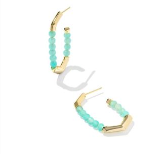 Kendra Scott Womens Sylvia Hoop Earrings In Gold Teal Amazonite