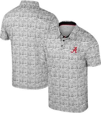 Colosseum Mens Colosseum White Alabama Crimson Tide Big & Tall Its Time! Allover Printed Polo at Nordstrom, Size Xxx-Large