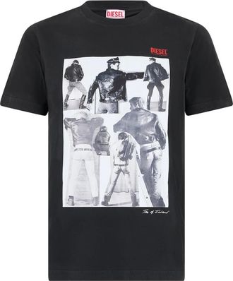 Diesel T-shirt met print - Heren - Tops - Zwart - Maat: XS Katoen