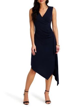 Kensie Sleeveless Jersey Faux Wrap Dress in Navy at Nordstrom Rack, Size 10