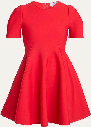 Alexander McQueen Puff-Sleeve Fit-&-Flare Mini Dress