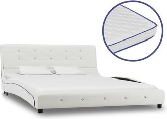vidaXL Vidaxl - Cama y colchón viscoelástico cuero sintético blanco 140x200 cm