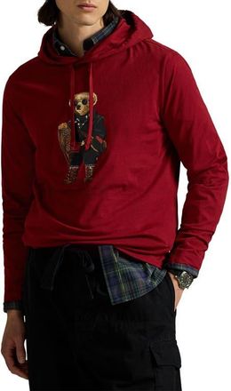 Polo Ralph Lauren Polo Bear Jersey Graphic Hoodie in Fa25 Holiday Red Holiday Bear at Nordstrom, Size Xx-Large