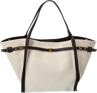 Tod's Tods Logo Medium Canvas & Leather Tote