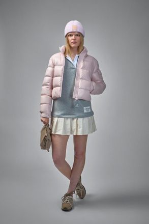 Moncler Pleated Logo Patch Long-Sleeved Polo Dress