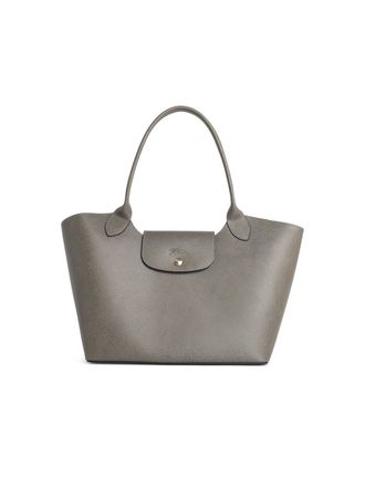 Longchamp L Schultertasche &eacute;pure aus taubengrauem Lear