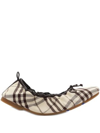 Burberry checked ballet flats - women - Cotton/Polyester/Lambskin/Lambskin/Goat Skin/Thermoplastic Polyurethane (TPU) - 40.5 - Neutrals